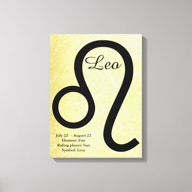 Leo Horoscope Sign Gold and Black Wall Art (Front)