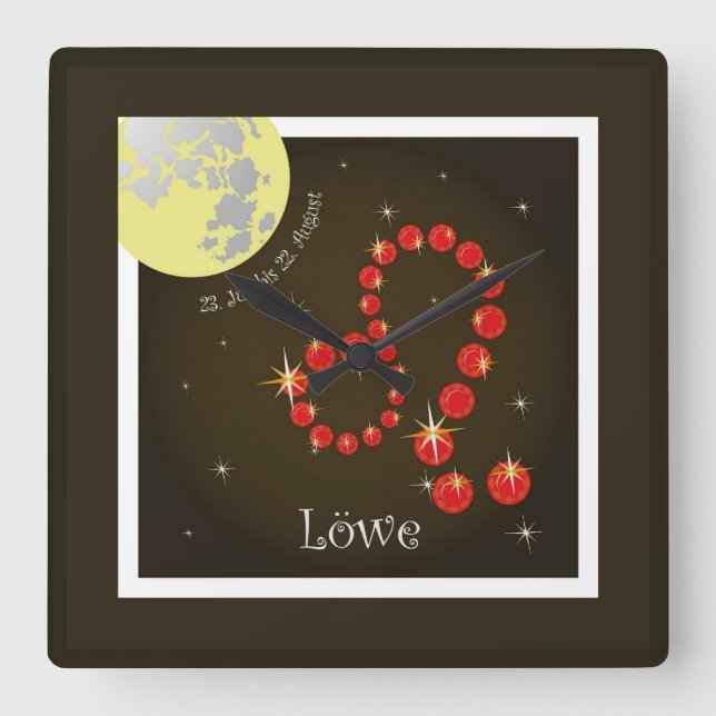 Leo July 23 to August 22 Square Wall Clock (Front)