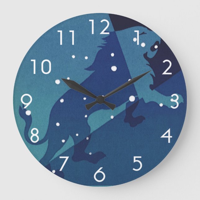 Leo Lion Constellation Vintage Zodiac Astrology Large Clock (Front)