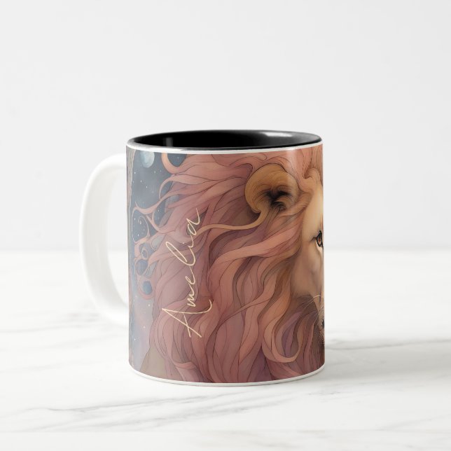 Leo, Lion de Nebula Mug Rose (Devant gauche)