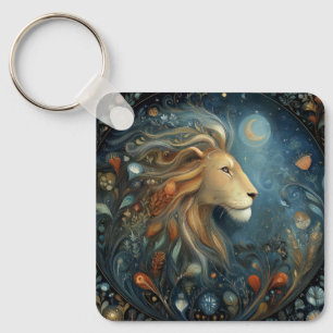 Leo Lion Zodiac Astrology Celestial Birthday Keychain