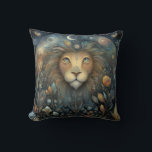 Leo Lion Zodiac Astrology Mystical Birthday Throw Pillow<br><div class="desc">This stunning art work depicts a lion,  the symbol for the zodiac sign of Leo. It has a celestial,  magical,  fantasy feel to it.  AI assisted graphic purchased with commercial use.  Artwork:  RedHeronLighthouse</div>