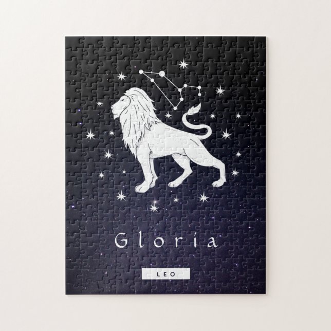 Leo Lion Zodiac Birthday Lunar Sign Name Celestial Jigsaw Puzzle (Vertical)