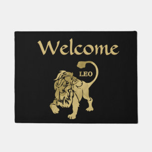 Leo Lion Zodiac Black Doormat