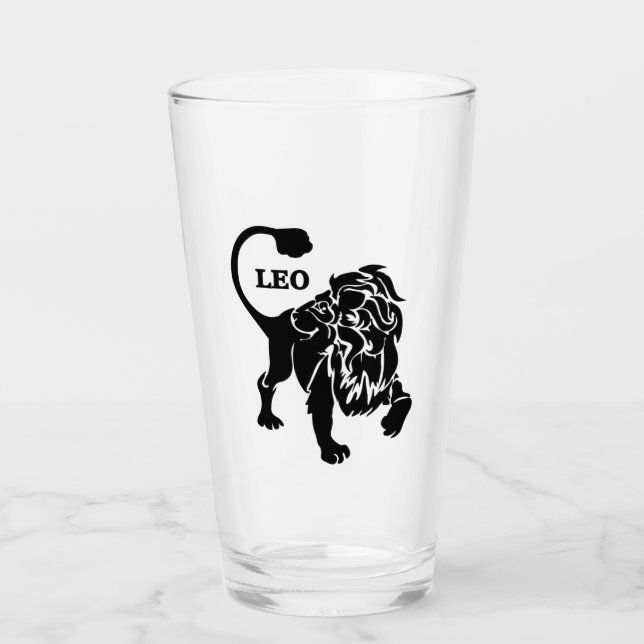 Leo Lion Zodiac Black Glass (Front)