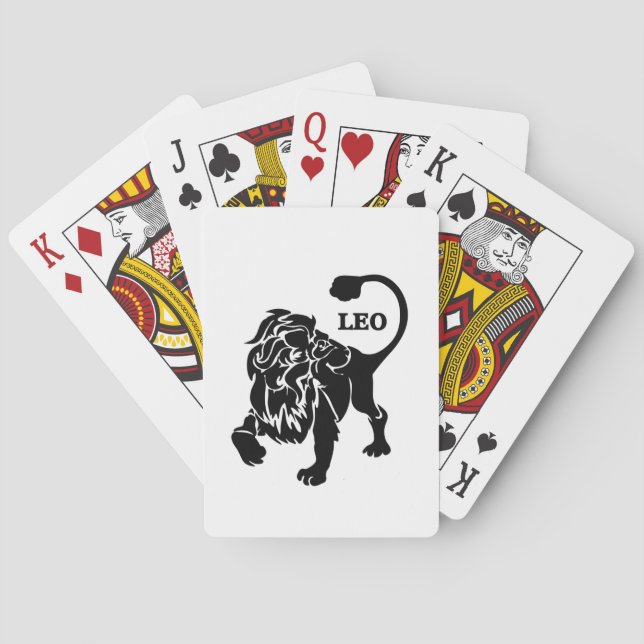 Leo Lion Zodiac Black Playing Cards (Back)