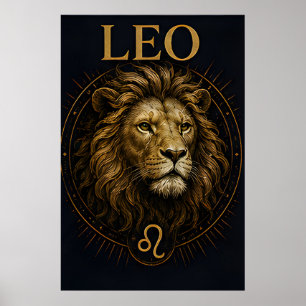 Leo Lion Zodiac Celestial Astrology Symbol Poster