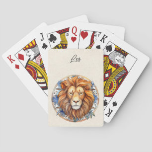 Leo Lion Zodiac Watercolor Playing Cards