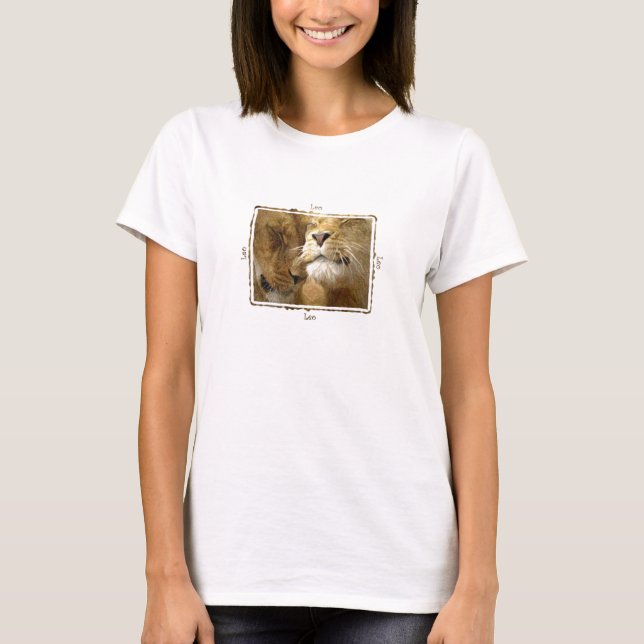 Leo - Lions en T-shirt crayon coloré (Devant)