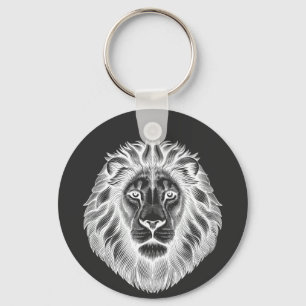 Leo Lions Head Zodiac Art Ink illustration Keychain