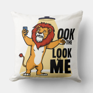 Leo Look At Me Funny Spotlight Zodiac Graphic Throw Pillow