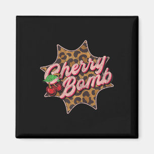Leo Look Vintage Retro Cherry Bomb Tattoo Rockabil Magnet