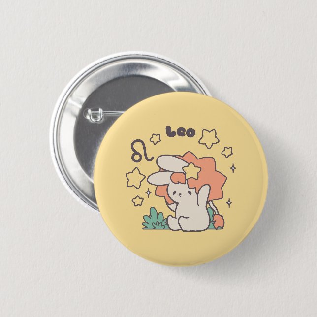 Leo Loppi Tokki Zodiac Series Art 2 Inch Round Button (Front & Back)