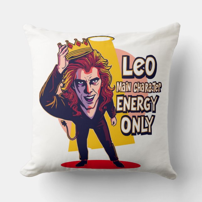 Leo Main Character Energy Only Funny Spotlight Throw Pillow (Front)