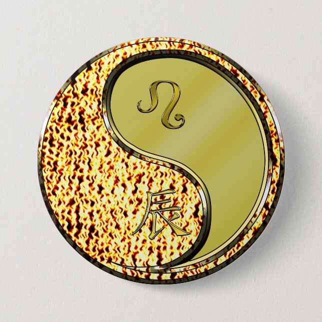Leo & Metal Dragon 3 Inch Round Button (Front)