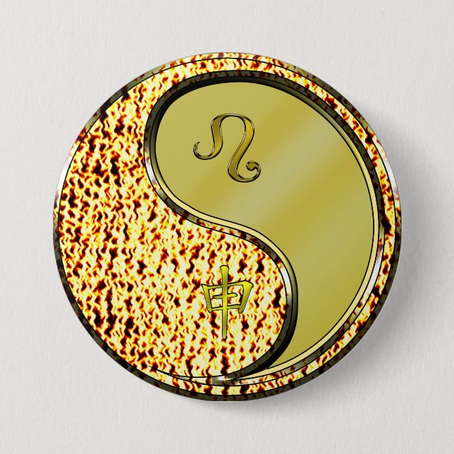 Leo & Metal Monkey 3 Inch Round Button (Front)