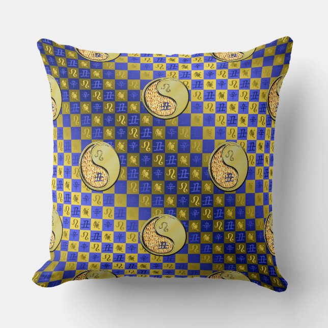 Leo & Metal Ox Throw Pillow (Front)