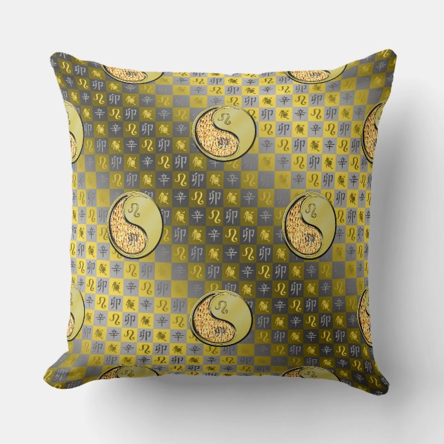 Leo & Metal Rabbit Throw Pillow (Front)