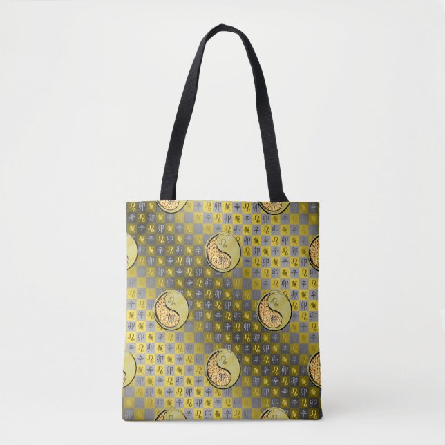 Leo & Metal Rabbit Throw Pillow Tote Bag (Front)