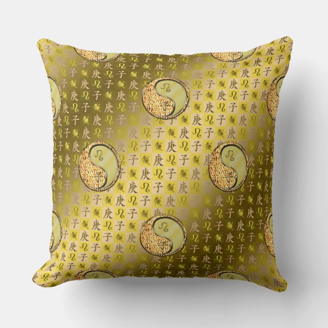 Leo & Metal Rat Throw Pillow (Front)