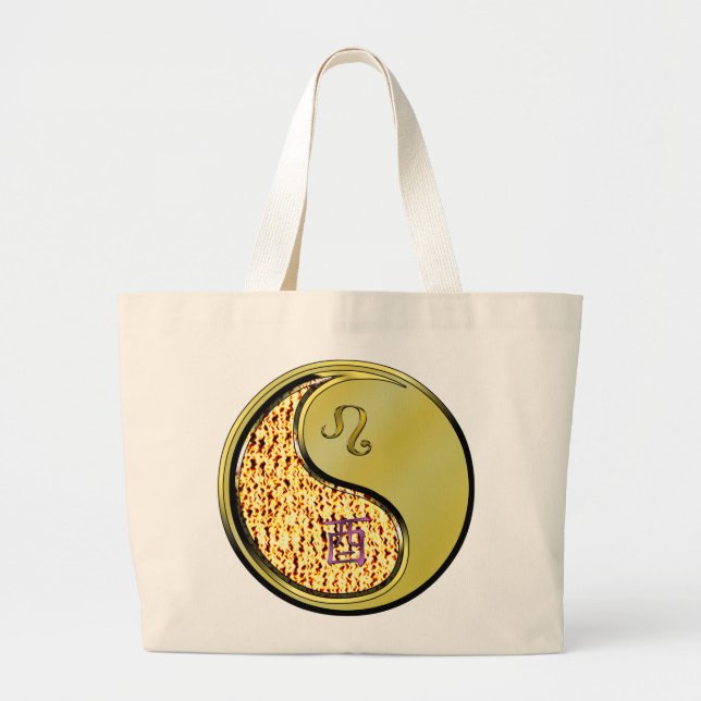 Leo & Metal Rooster Large Tote Bag (Front)