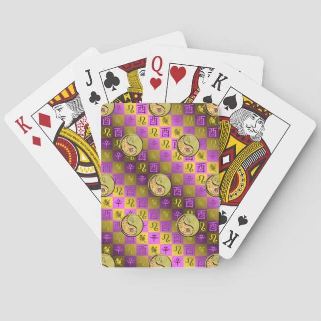 Leo & Metal Rooster Playing Cards (Back)