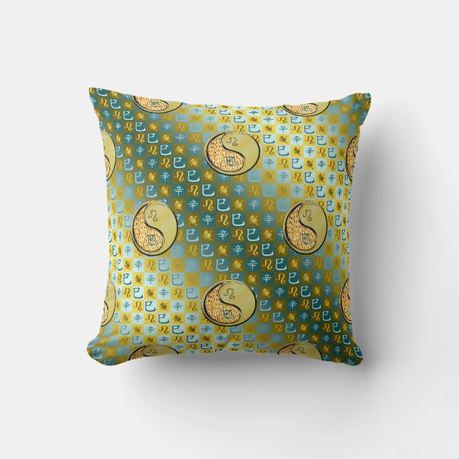 Leo & Metal Snake Throw Pillow (Front)