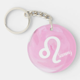 Leo Personalized Watercolor Zodiac Sign Keychain