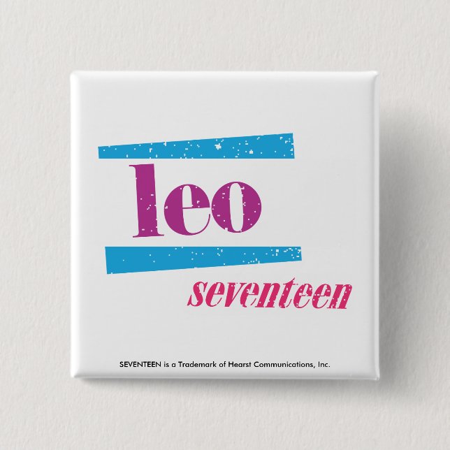 Leo Purple 2 Inch Square Button (Front)