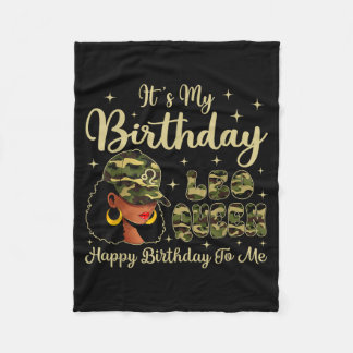 Leo Queen Black Woman Camo Cap Hat Zodiac Sign Fleece Blanket