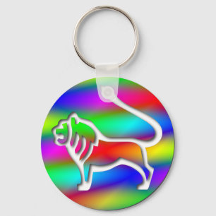 Leo Rainbow Colour Lion Zodiac Star Sign Keychain