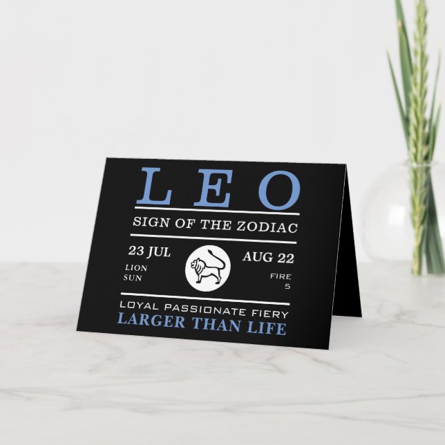 Leo Sign of the Zodiac, Astrological Card (Front)