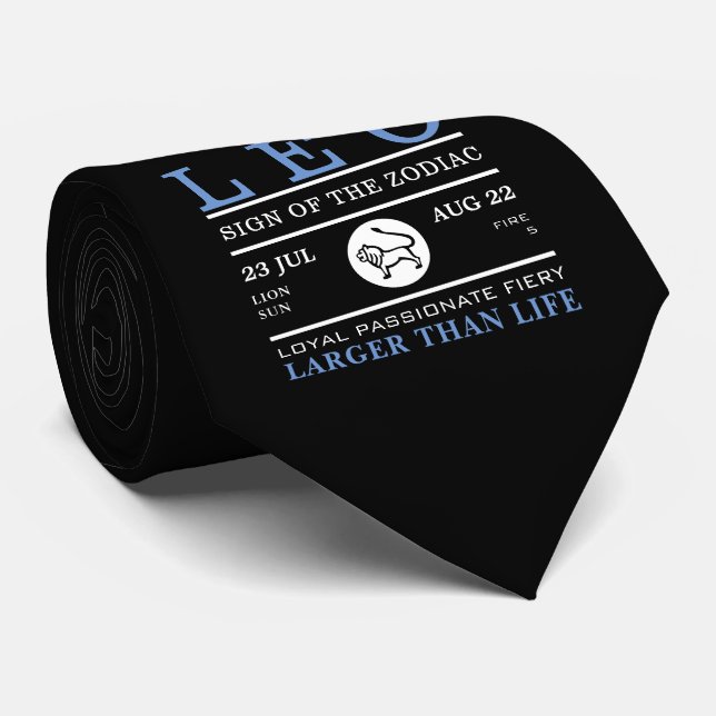 Leo Sign of the Zodiac, Astrological Tie (Rolled)