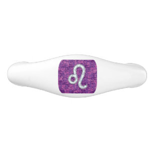 Leo Sign on Girly Pink Fuchsia Digital Camo Ceramic Drawer Pull