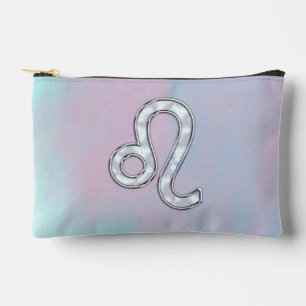 Leo Sign on Pastels Nacre Mother of Pearl Style Accessory Pouch
