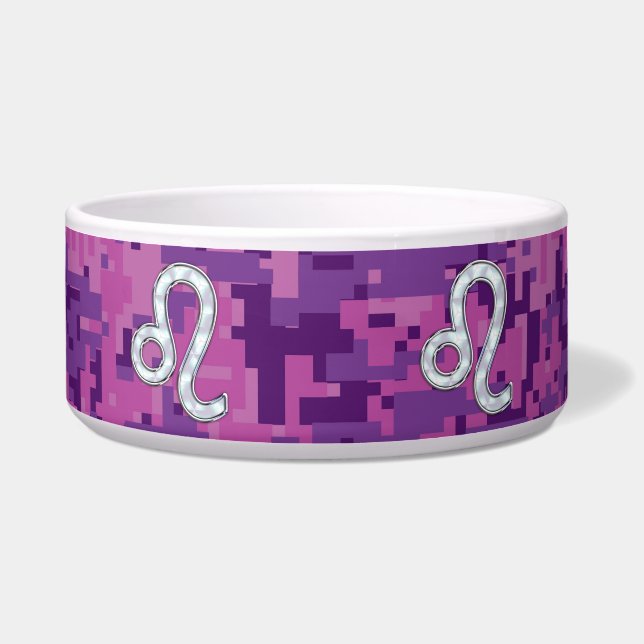 Leo Sign on Pink Fuchsia Digital Camouflage (Front)