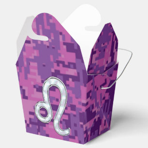 Leo Sign on Pink Fuchsia Digital Camouflage Favor Box