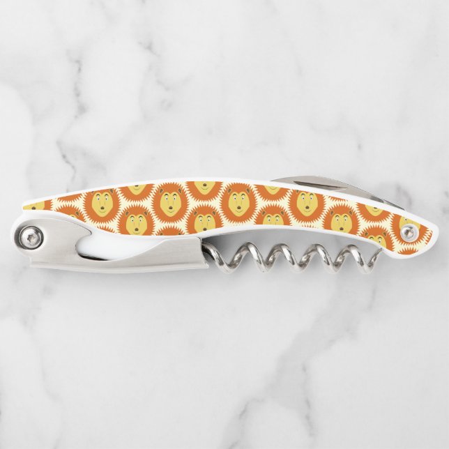 Leo Star Sign Lion Birthday Patterned Corkscrew (Front)