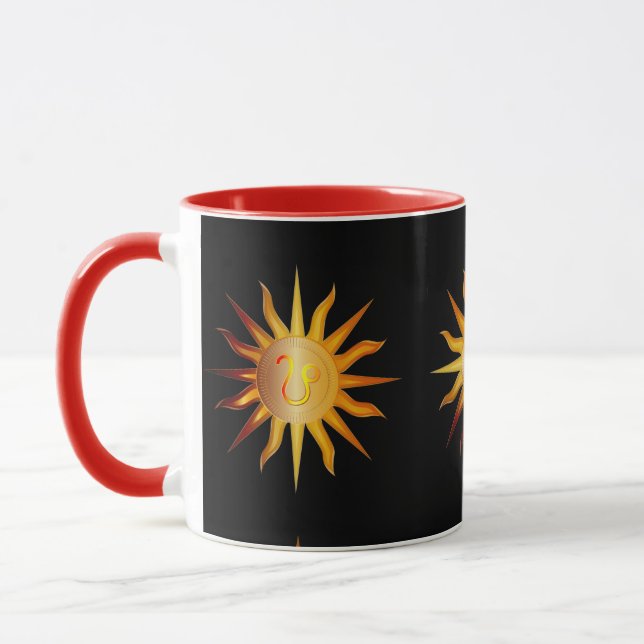 Leo Sun Fire Sign Birth Month Red & Gold Mug (Left)