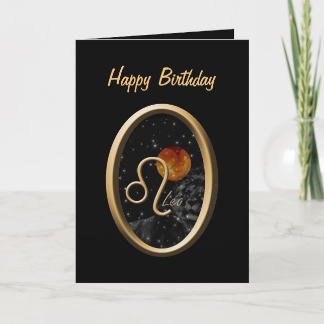 Leo Sun Lion Zodiac Birthday Greeting Card (Front)