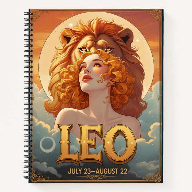 Leo Sun Sign July August Birthday Lion Notebook (Front)