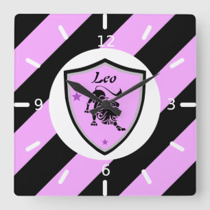 Leo symbol square wall clock
