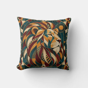 Leo Teal Burgundy Geometric Mosaic Throw Pillow
