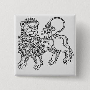 Leo (the Lion) an illustration from the 'Poeticon 2 Inch Square Button