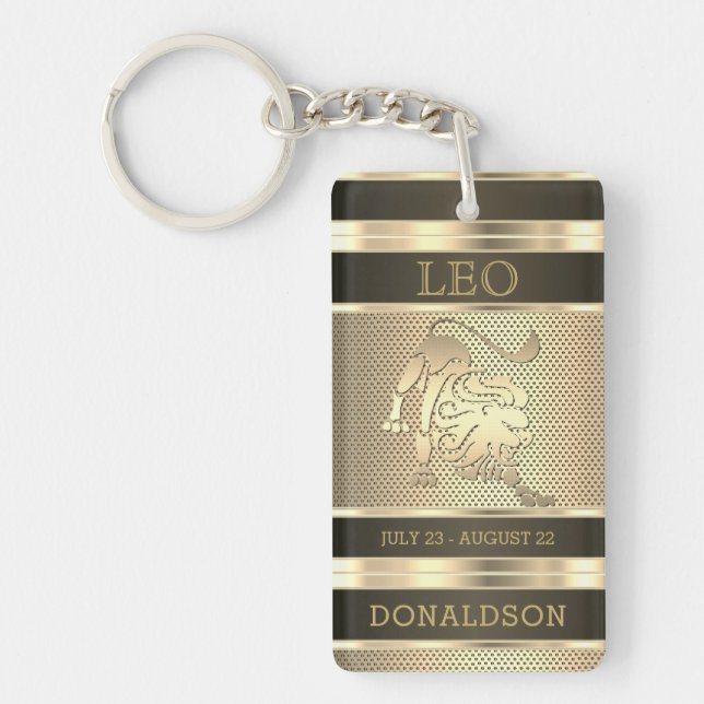 Leo the Lion in Black and Gold Mesh Keychain (Front)
