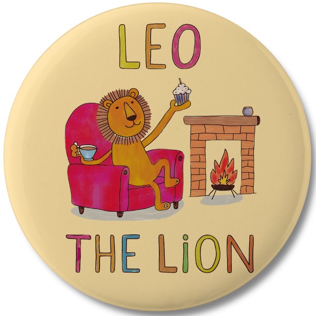 Leo the Lion zodiac cute lion 2 Inch Round Button (Creator Uploaded)