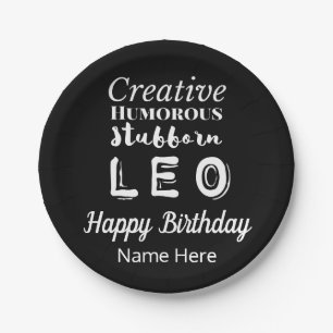 Leo the Lion Zodiac Fun Characteristics Birthday Paper Plate