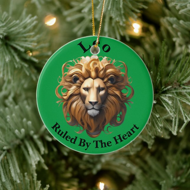 Leo The Lion: Zodiac's Fiery Birth Sign Ceramic Ornament (Tree)