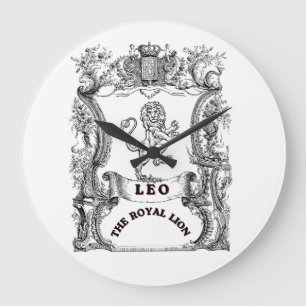 Leo The Royal Lion Vintage Zodiac Scroll Poster Large Clock