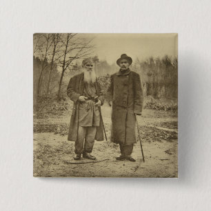 Leo Tolstoy and the author Maxim Gorky 2 Inch Square Button